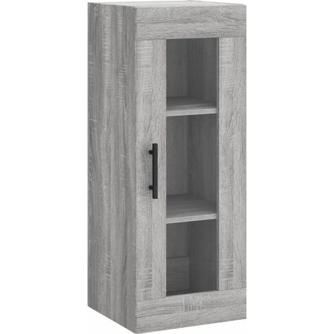 Armadio a parete design pratico spazio portaoggetti visibile 34,5 x 34 x 90 cm in legno multistrato grigio sonoma 020048699