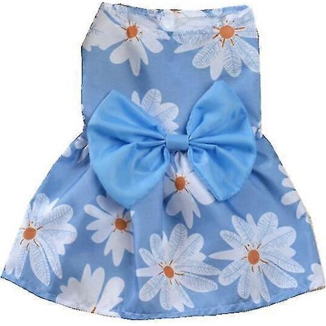 Vestido floral para perro, lindo, estilo broche, vestido de princesa con lazo fino, pequeño, fresco, dulce, sección primavera verano, vestidos de boda, falda para perro y gato 4 (1/5)