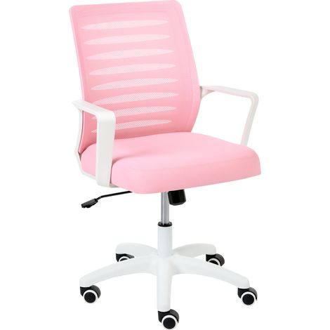 Silla de oficina con altura ajustable giratoria respaldo reclinable tapizado en malla rosa Radiant