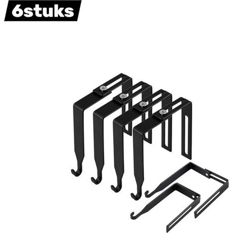 Lot de 6 crochets métalliques pour cloison de bureau, pour tableau blanc, réglables, noirs (1/5)
