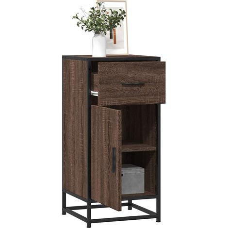 Sideboard Braun Eichen-Optik 35,5x35x76 cm Holzwerkstoff Metall