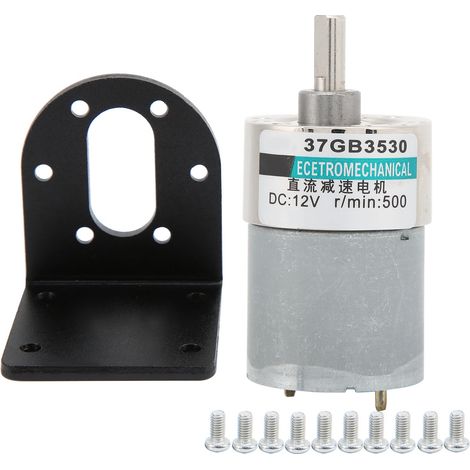 Moteur à engrenages DC 12V XD37GB3530, micro moteur permanent à faible vitesse et couple élevé, support inclus (500 tr/min) (1/5)