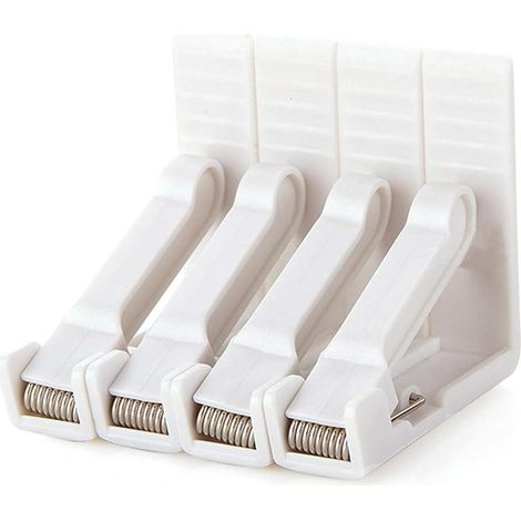 Lot de 4 pinces à nappe réglables en plastique blanc (5,8 x 5,8 x 1,5 cm) pour jardin et pique-nique (1/5)