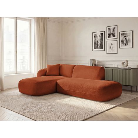 BOBOCHIC - Canapé d'angle fixe modulable ANDA avec 1 méridienne et 1 chauffeuse bout de canapé Angle gauche Orange (1/5)