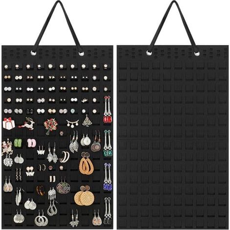 Organisateur de bijoux suspendu pliable noir à 150 compartiments, 57 x 35 cm (1/5)