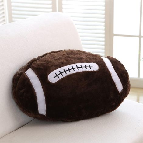 Almohada de peluche de fútbol de 22 pulgadas: almohada de fútbol de peluche esponjosa y duradera, juguete deportivo suave, marrón.