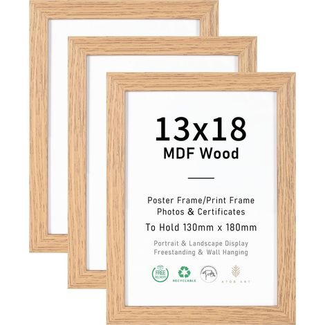 Cadre photo bois MDF naturel 13 x 18 cm, 5 x 7 pouces, lot de 3 (1/5)