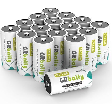16 Piles CR123A Lithium 3V, 1700mAh, Non Rechargeables Haute capacité, Piles CR123A 3V CR17345 pour détecteurs de mouvement, capteurs d’ouverture porte fenêtre (1/5)