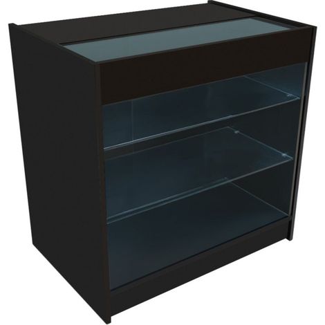 Schwarze LED-Ladentheke K900 – Abschließbare Aufbewahrungseinheit I Glasvitrine (1/5)