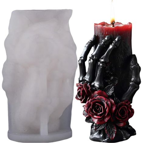 Moule à bougie squelette 3D en cire - Décoration d'Halloween - Fournitures de fête pour adultes, femmes, hommes, famille, amis, adolescents (1/5)