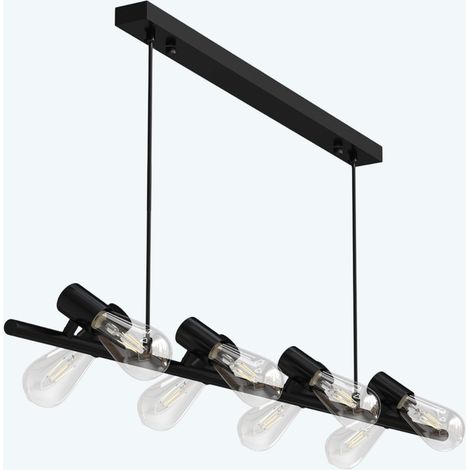 Pendelleuchte 120cm LED Hängelampe 8 Flammig 4000K Verstellbares Kabel E27 Schwarz Hängeleuchte für Esszimmer Wohnzimmer Schlafzimmer