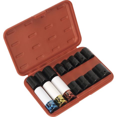 Sealey Impact Alloy Wheel Nut Socket Removal Set 15pc 1/2Sq Drive AK5615M (1/5)