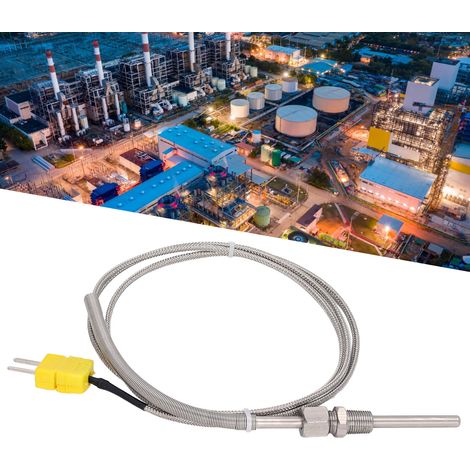 Capteur de température thermocouple de type K, tête réglable, filetage 1/8, fiche mâle jaune, isolation céramique, 80 mm de diamètre (1/5)