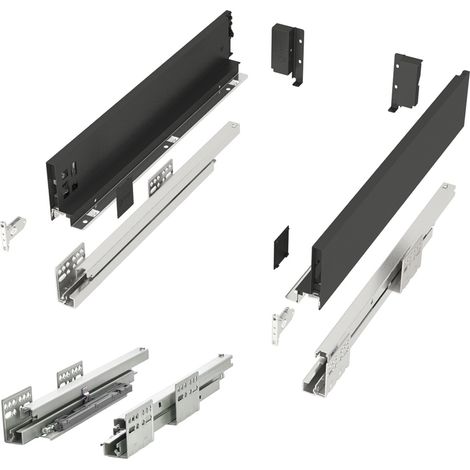 Schubladensystem JUNKER SLIM anthrazit H: 84 mm Push to Open bis 35 kg belastbar mit 13 mm schlanken Schubladenzargen - Nennlänge 300 mm (1/5)