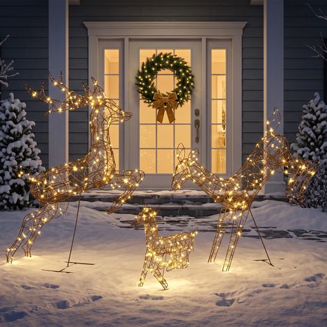 Lot de 3 Rennes Lumineux Noël Extérieur 120 cm, Cerf 200 LED Blanc Chaud, 8 Modes Minuterie (1/5)