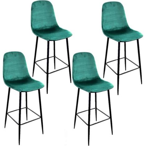 Lot de 4 chaises de bar en velours avec pieds en métal INOUI (1/2)