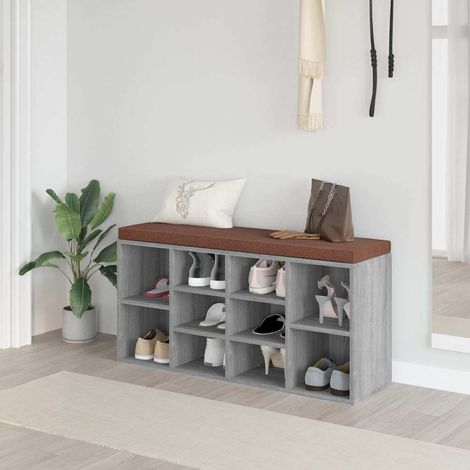vidaXL Zapatero madera contrachapada gris Sonoma 103x30x48 cm (1/5)
