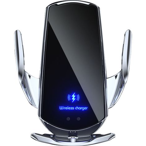 Support Téléphone Portable Sans Fil Voiture - Chargeur Inductif avec Clip Réglable et Rotation 360° - Pour Smartphone jusqu’à 7,5 cm - 1 Pièce (1/5)