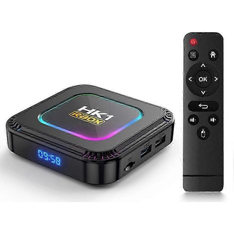 Boîtier TV intelligent lumineux et coloré, lecteur multimédia multifonction pour jeux vidéo.