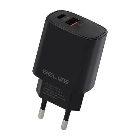 Cargador de pared Beline Power Delivery QC 3.0 USB-C/USB de 20 W, color negro. (1/3)