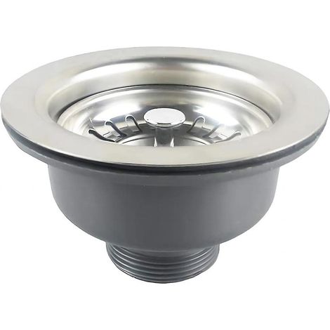 Bonde d'évier en acier inoxydable avec panier de 110 mm - Sans trop-plein (1/4)