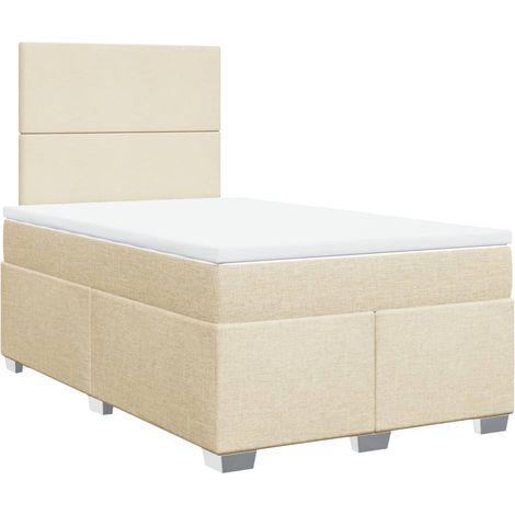 Maison Exclusive - Giroletto a Molle con Materasso Crema 120x200 cm in Tessuto (1/5)