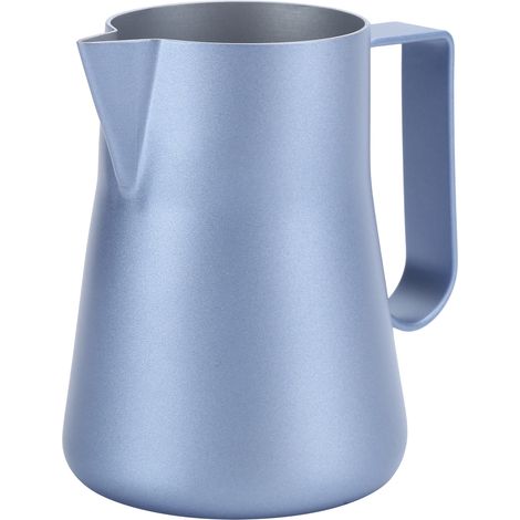 Pichet en acier inoxydable pour mousse à lait, tasse à café latte art, usage domestique, bleu, 350 ml