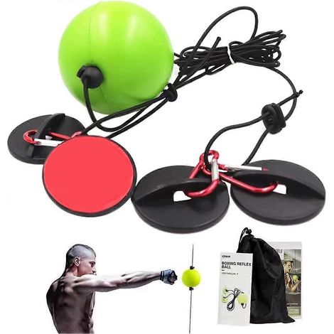 Sac de frappe double avec ballon de réflexe et bandeau pour la boxe, le MMA et les sports de combat (adultes, enfants, hommes, femmes) (1/5)