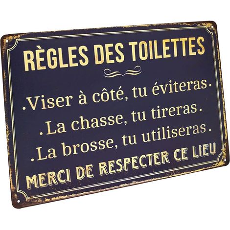 Règles Des Toilettes, Pancarte En Métal Panneau Poster Plaque Métallique Slogan Art Décor Vintage Pr Maison Café Pub (1/5)