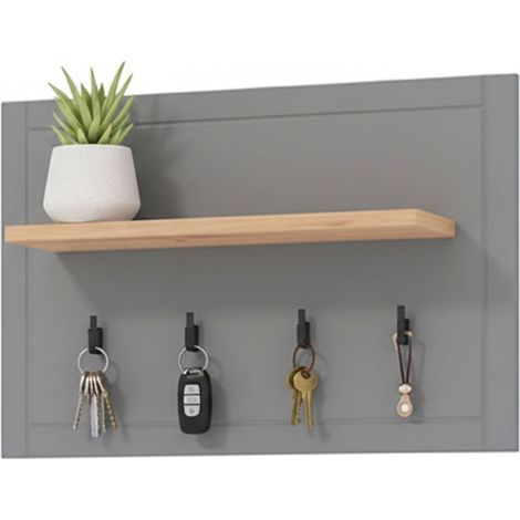 Garderobenhaken Mediglia, Wandmontage-Set inklusive, 4 Haken, Wandinstallation, 57h cm Dunkelgrau
