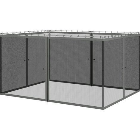 Moustiquaires pour pavillon de jardin, chapiteau, gazebo 3 x 4 m - Lot de 4 moustiquaires avec fermeture éclair et crochets de fixation
