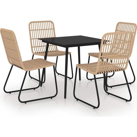 Maison Exclusive - Set da Pranzo da Giardino 5 pz in Polyrattan e Vetro (1/5)
