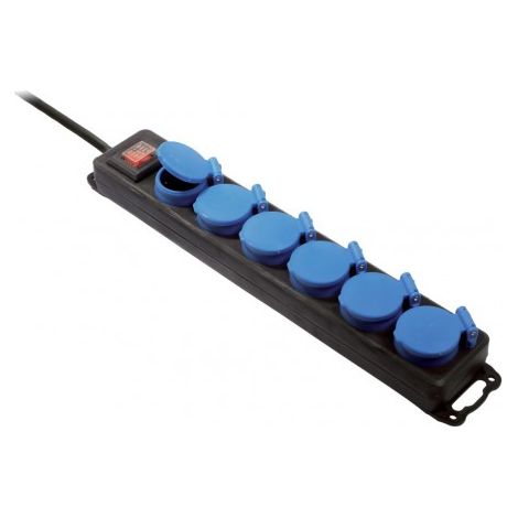 6-fach Verteilersteckdose mit Schalter 1,5m H07RN-F 3G1,5 IP44