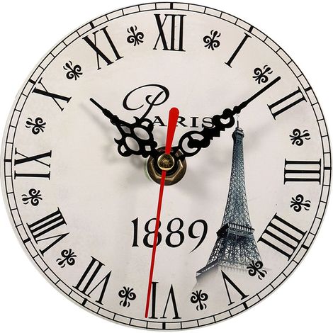 Antike Wanduhr, Vintage-Stil, runde Holzuhr, Dekoration für Zuhause oder Büro (6) (1/5)
