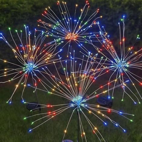 Lot de 4 guirlandes lumineuses LED solaires Irovami, couleurs de feux d'artifice (1/5)