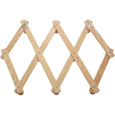 Porte-manteau mural accordéon extensible en bois naturel, lot de 2, 10 crochets (1/5)