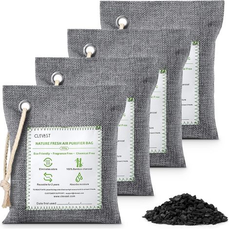 4 Bamboo Charcoal Air Purification Bag, Deodorant and Dehumidifier, Absorbs Odours, Suitable for Automotive, Pets and Bathrooms (1/5)