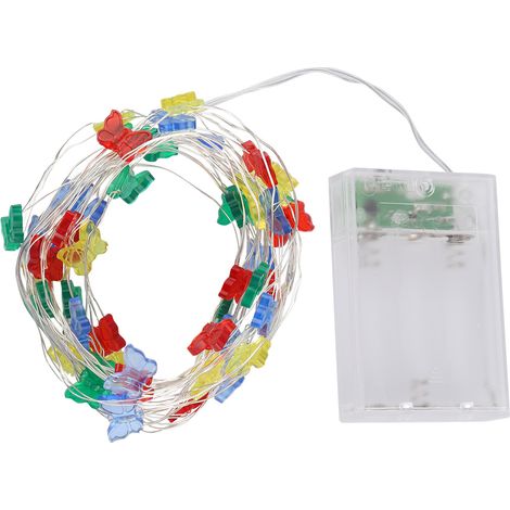 Guirlande lumineuse papillon à piles de 50 LED, colorée, à suspendre, idéale pour les mariages, les fêtes et les jardins. (1/5)