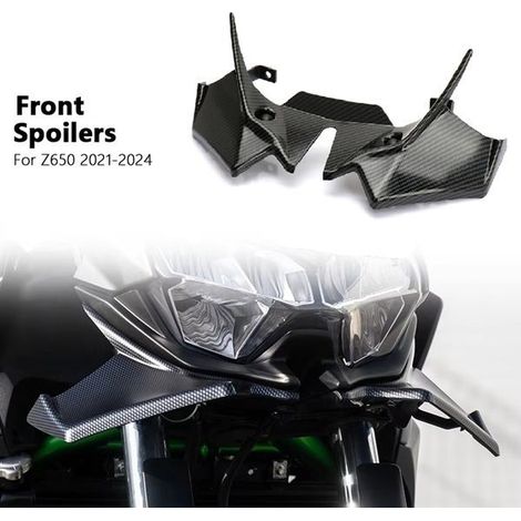 Fits Kawasaki Z650 motorcycles from 21 to 24 inches, front spoiler, wing and aerodynamic rear spoiler. (1/5)