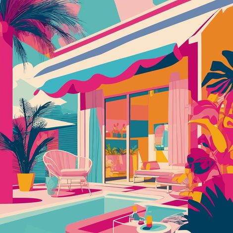 Tableau sur toile architecture tropicale 30x30 cm - Impression sur Toile Murale Décorative - Image imprimée en HD sur Toile - Toile sur Châssis en Bois FSC - Fabriqué en France (1/5)