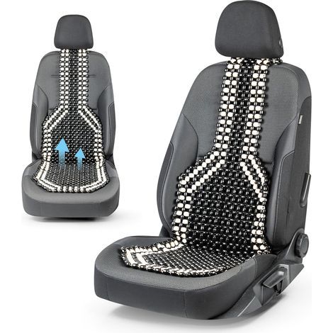 CarComfort wooden bead seat cushion, massage car seat cushion, universal black/white 13551 (1/5)