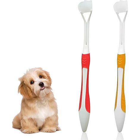 2 Pièce Brosse à dents pour animaux de compagnie Brosse à Dents Chien Brosse à Dent Chat Brosse à Dent Chien Pour Animal Chiens et Chat Améliore l'hygiène Buccale (Rouge et Jaune) (1/5)
