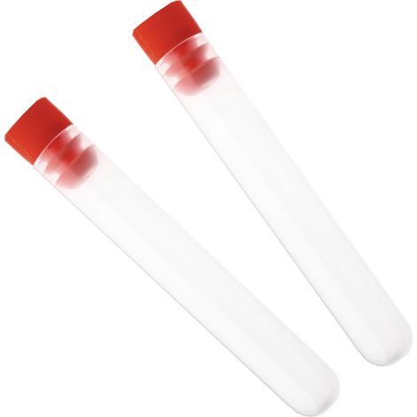 Tubes à essai en plastique PP à fond rond 16 x 100 mm, 10 ml, avec bouchon, lot de 50. (1/3)