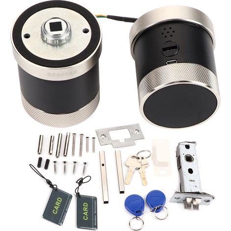 Serrure connectée intelligente Bluetooth application TTlock carte à puce code clé alliage de zinc argentée pour porte intérieure (1/5)