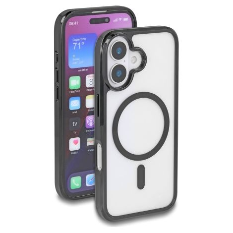 Schutzhülle für iPhone 16 kompatibel mit MagSafe transparent-schwarz