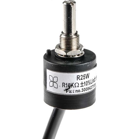 Potentiomètre bobiné RS PRO, 10kO max, Ø axe 6,35 mm, Montage panneau (1/3)