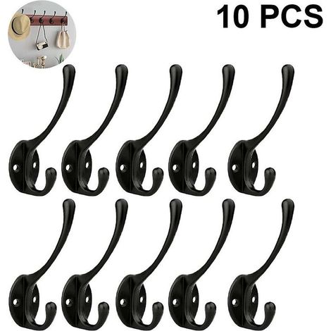Patère salle bain patères rustiques murales robustes doubles crochets rétro double robe lot de 10 (1/4)