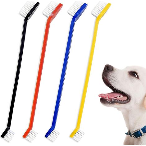 Spazzolino da denti per cani e gatti, 4 pezzi, antiplacca (nero, giallo, rosso, blu) (1/5)
