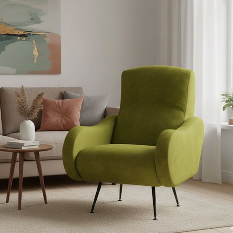 Butaca Lasnigo, Sillón con Brazos, Soporta 90 kg Made in Italy, Estructura de Madera, 70x100x98h cm Verde (1/5)