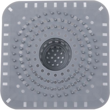 2-Pack Universal Silicone Drain Strainers with Suction Cups — Hair Catchers,grey Square